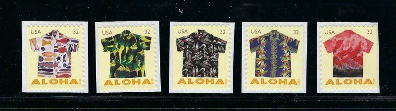 US Scott # 4682-4686 32¢ Aloha Shirts Booklet set of 5 singles MNH