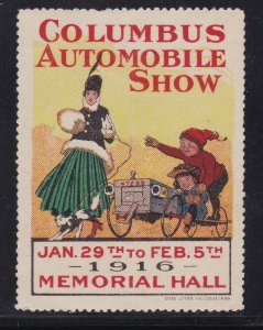 US Vintage 1916 Columbus Automobile Show Cinderella/Poster Stamp