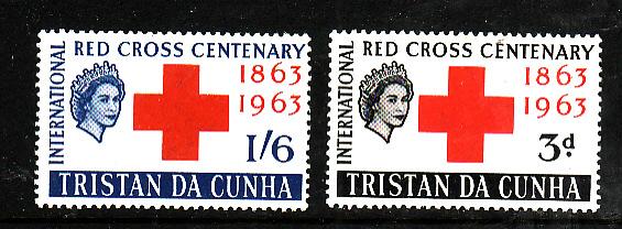 Tristan da Cunha-Sc#69-70-Unused NH Omnibus set-Red Cross-1964-