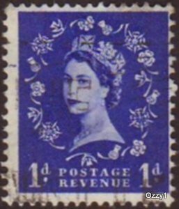 Great Britain 1953 Sc#293, SG#516 1d Blue QEII USED.