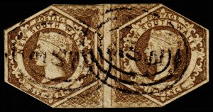 New South Wales Scott 28 Horz. Pair (1854) Used F-VF, CV $90.00 M