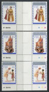 Fiji - Scott 371-373 - General Issue 1977- MNH - Set of 3 Gutter Pairs