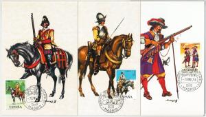 63750 - SPAIN - POSTAL HISTORY: set of 3  MAXIMUM CARD 1974 -  UNIFORMS