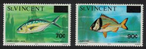 St. Vincent Fish surch 2v 1976 MNH SG#485-486