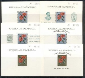 El Salvador 1960-62 Poinsettias Asst 6x MS MUH