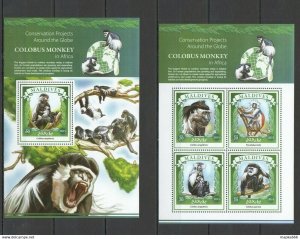 2015 Maldives Fauna Conversation Projects Colobus Monkeys Kb+Bl ** Ml186