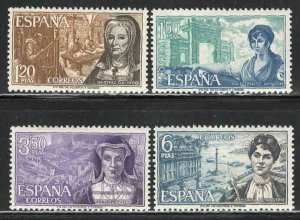 Spain #1522-25 ~ Cplt Set 4 ~ Famous Women ~ Unused, LHM, 150p sm gum tag (1968)