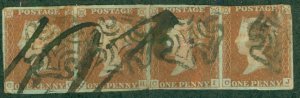 GREAT BRITAIN 3 USED STRIP/4 (RL) 3233 CV $130.00 BIN $72.50