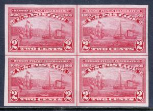 USA — SCOTT 373 — 2¢ HUDSON-FULTON IMPERF— CENTERLINE  BLOCK/4— MH — SCV $200.00