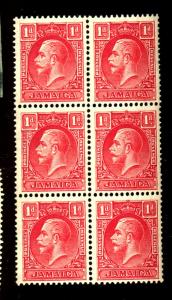 Jamaica #103a MINT Block of 6 F-VF OGNH Cat $66