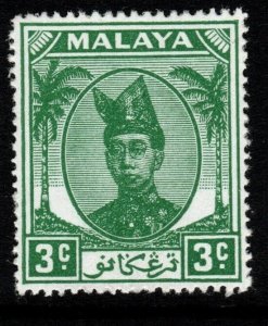 MALAYA TRENGGANU SG69 1949 3c GREEN MNH