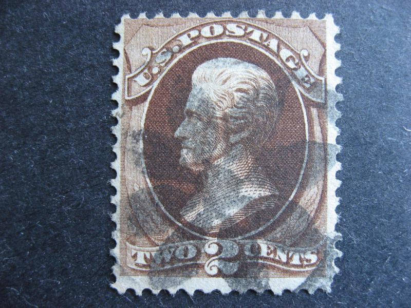 USA Sc 146 with flower fancy cancel! Stamp is faulty, see pictures