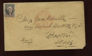 2 Washington Used Stamp on Cover Straight Line BALTIMORE RR Mark with PF Cert