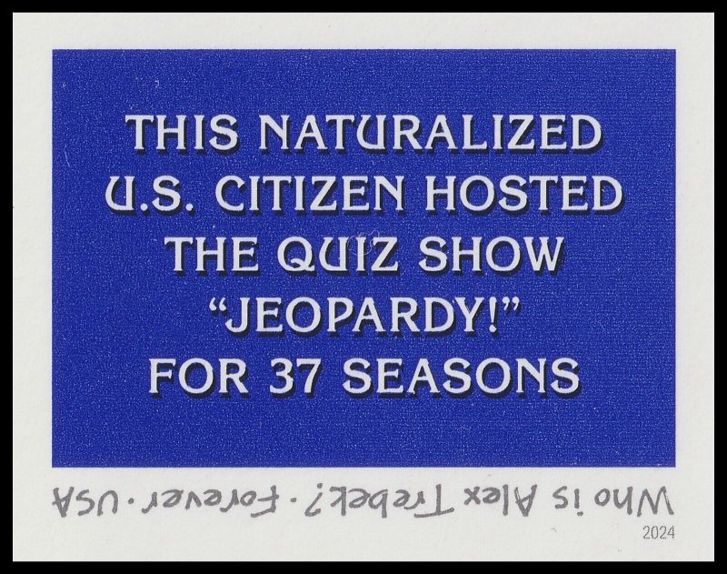 US 5907a Alex Trebek imperf NDC single MNH 2024