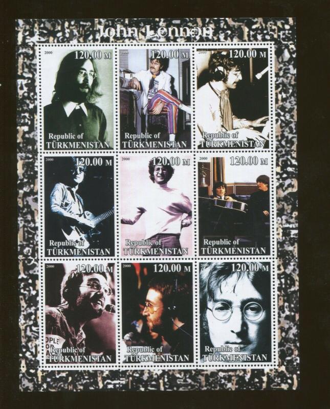 Turkmenistan John Lennon Commemorative Postage Stamp Souvenir Sheet