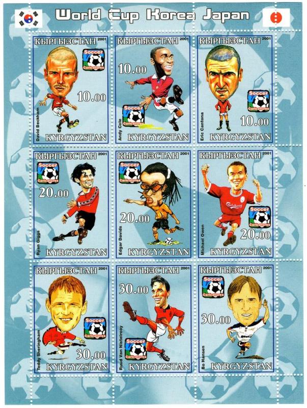 Kyrgyzstan 2001 SOCCER  PLAYERS CARICATURES Sheet Perforated Mint (NH)