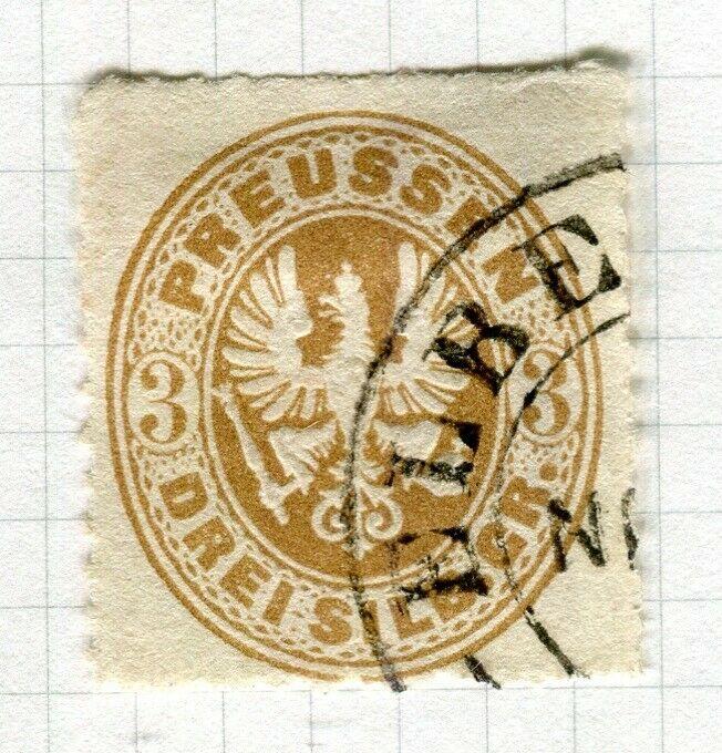 PRUSSIA; 1861 early classic rouletted issue fine used Shade of 3sgr. value