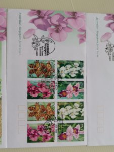 SINGAPORE 1998 THREE FDCs - ON FOUR NATIVE ORCHID SPECIES