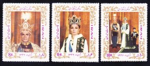 Iran 1488-90 MNH 1968 Coronation of Shah & Empress Farah 1st Anniversary Set VF