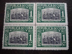 Stamps - Cuba - Scott# 475-480 -Mint Hinged Set of 6 Stamps in Blocks of 4