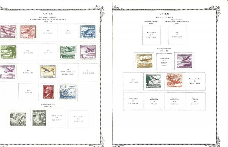 Chile 1934-1964 Mint (mostly) & Used Hinged & in Mounts on Scott Spec.Pages