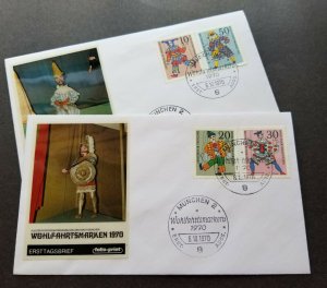 Germany Puppet Clown 1970 Art Culture (FDC pair)