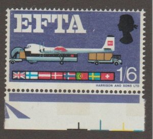 Great Britain - scott# 481p - EFTA - MNH  Phosphor lines