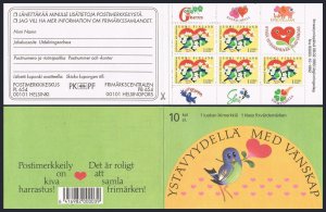 Finland 906a booklet, MNH. Michel 1198 MH 32. Friendship, 1993. Bird, flowers.