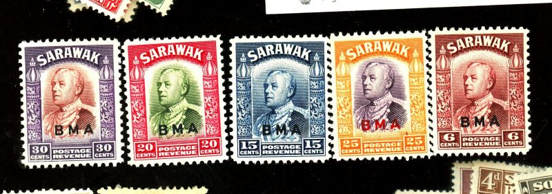 SARAWAK 140 144-7 MINT FVF NG Cat $23