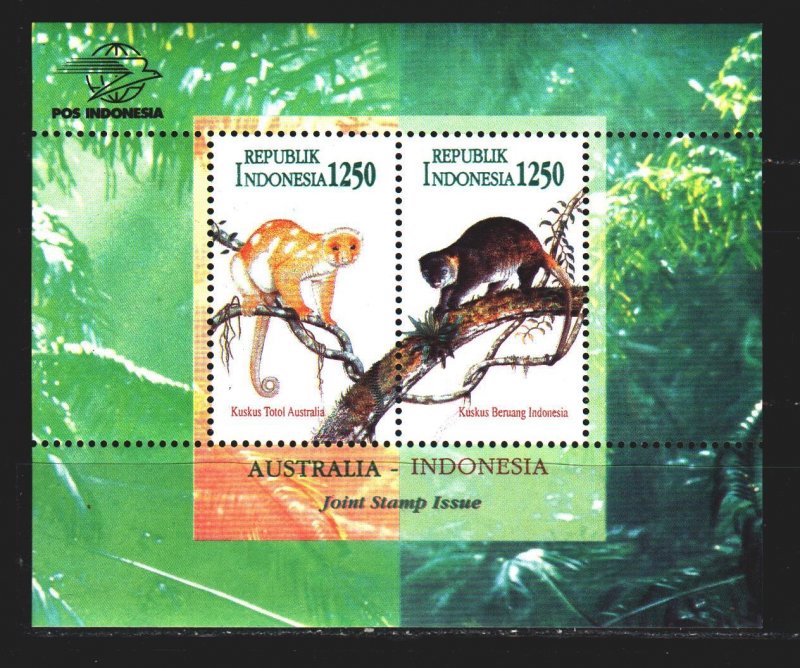 Indonesia. 1996. Bl 108. Monkeys, fauna. MNH.