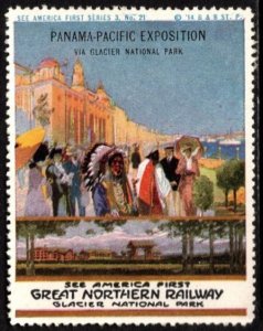 1915 US Poster Stamp Great Northern Railway Panama-Pacific Exposition Unused