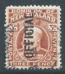 New Zealand #O35 Used 3p Edward VII Issue Ovptd. Official