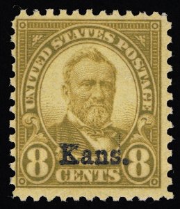 EXCELLENT GENUINE SCOTT #666 F-VF MINT OG NH 1929 KANSAS OVERPRINT #18897