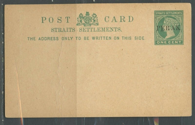 MALAYA PERAK 1C GREEN OVERPINT LOT OF 10 MINT POSTAL STATIONERY POSTCARDS SHOWN