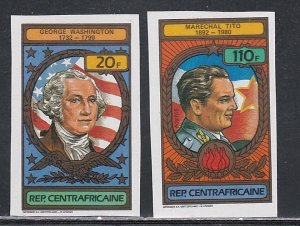 Central Africa # 583-584, George Washington, Marshall Tito, IMPERF Mint NH,