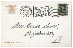 Philadelphia to Wrightsville, Pennsylvania 1907 Undivided PPC, Bowling Green NYC