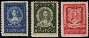 Croatia 56-58 - Mint-H - F. Frankopan / Cath. & Peter Zrinski (1943) (cv $1.30)