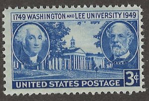 US Scott# 982 1949 3c brt bl Washington & Lee University  MNH - VF