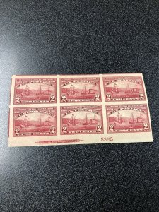 US 373 2c Hudson-Fulton Celebration Plate Block of 6 Mint Never Hinged