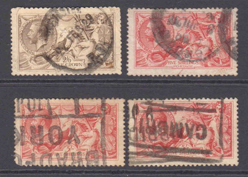 GREAT BRITAIN SC 179-180(3) CXLS $450 SCV SEAHORSES COLLECTION LOT