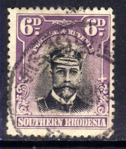 Southern Rhodesia 1924 - 29 KGV 6d Black & Mauve used SG 7 ( D1196 )