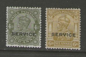 India 1926 KGV Official Sc O85,87 MH