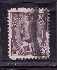 Canada-Sc#95-used 50c purple-KEVII-1908-