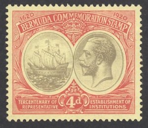Bermuda Sc# 59 MH 1920-1921 4p Seal of the Colony & KGV