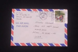 C) 2003. CANADA. AIRMAIL ENVELOPE SENT TO USA. CHRISTMAS STAMP.XF