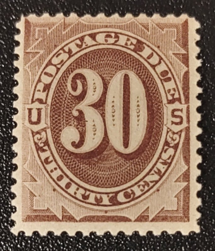 Scott Stamp# J13- 1879 30¢ Deep Brown, MNH, OG. Superior Centering.  SCV $7,000