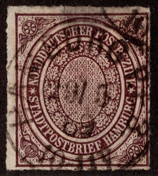 KAPPYSstamps GERMANY NORTH CONFEDERATION IMPERF SCOTT 12 USED F-VF CV $30 (FB19)