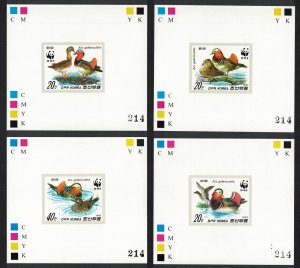 Korea Birds WWF Mandarin Duck 4 De-Luxes Imperf RAR 1987 MNH SC#2679-2682