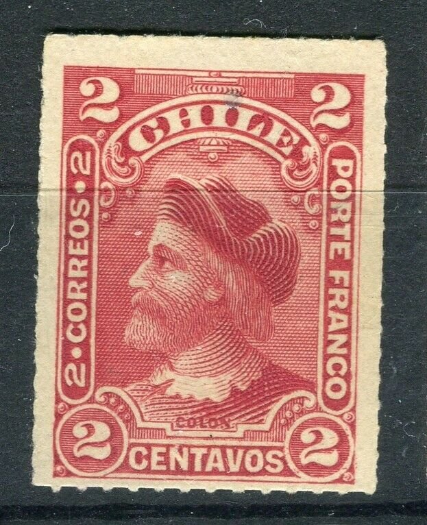 CHILE; 1900 early Columbus Rouletted issue Mint hinged Shade of 2c. value