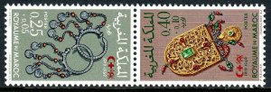 Morocco B15-B16a tête-bêche pair, MNH.Moroccan Red Crescent Society.Jewelry,1969